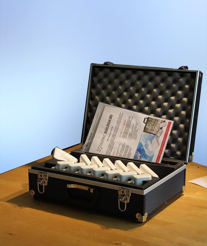 IoT Indoor Air Quality Testsystem ist in einem handlichen Koffer verpackt