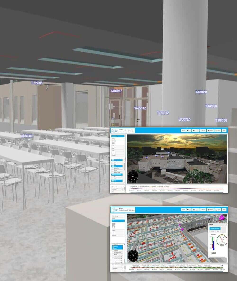 FeelPlace3D bietet alle notwendigen Werkzeuge für die Datenvisualisierung in intelligenten Gebäuden einschließlich VR und AR